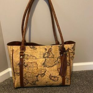 Patricia Nash European Map Cameley Tote